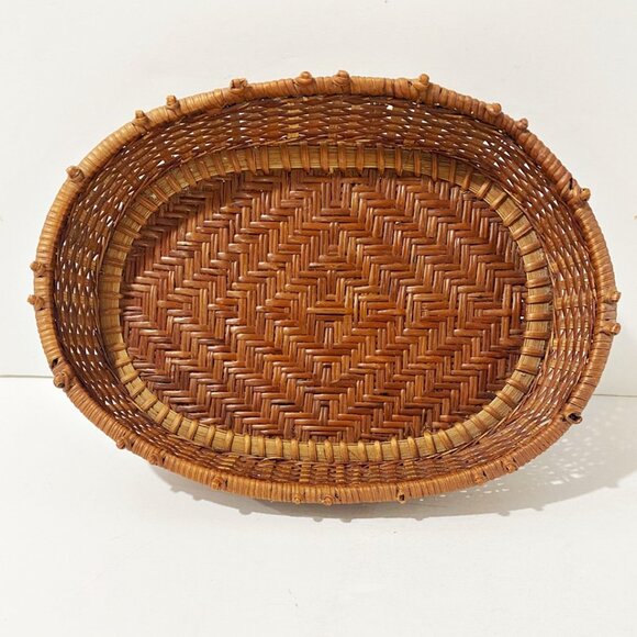 Vintage Basket Small Oval Woven Trinket Display - Picture 1 of 10